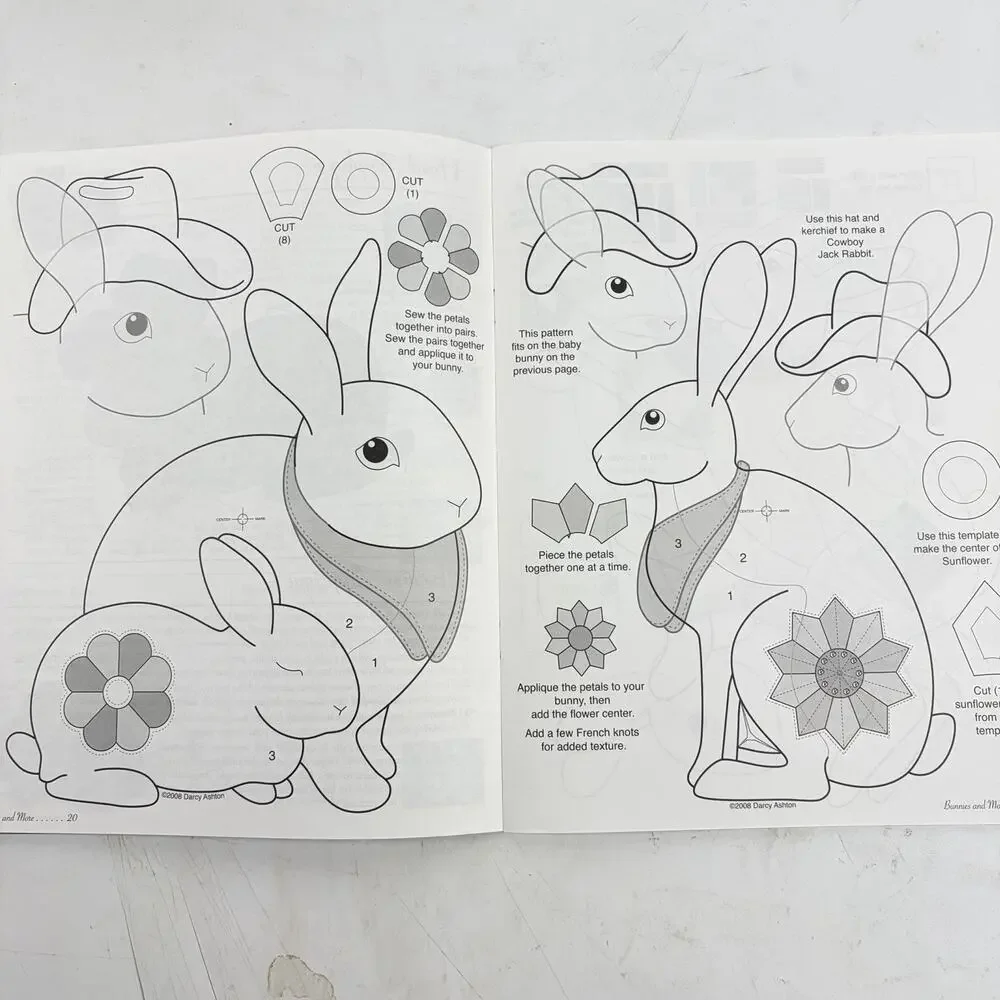 Bunnies & More Quilt Pattern Book Darcy Ashton Appliques Quilting Bunny Rabbit
